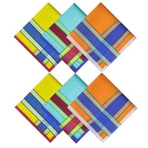 Men's Hipster Soft Cotton Handkerchiefs6 Piece Colorful Plaid Handkerchief Set B